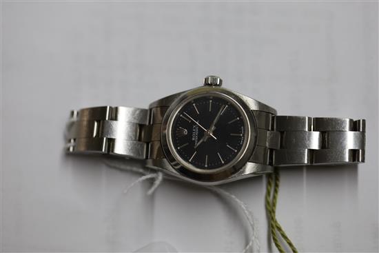 A ladys late 1990s stainless steel Rolex Oyster Perpetual wrist watch,